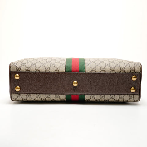 GUCCI GG Supreme Duffle Bag Boston Bag 2-Way 723309 Handbag Brown WS25543