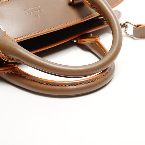 GUCCI GG Canvas and Leather Sherry Line Boston Bag Handbag Brown WS25544