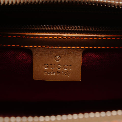 GUCCI GG Canvas and Leather Sherry Line Boston Bag Handbag Brown WS25544