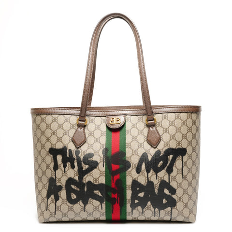 GUCCI x GUCCI 黑客计划涂鸦 BB 680125 手提包米色 WS25548