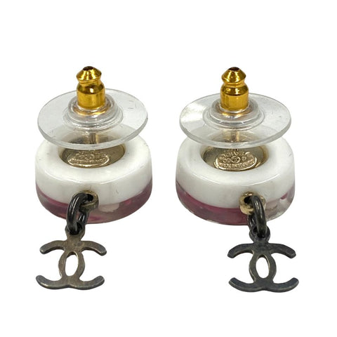 Chanel Coco Mark Round Rhinestone Flower 09P Earrings Multicolor WS2555