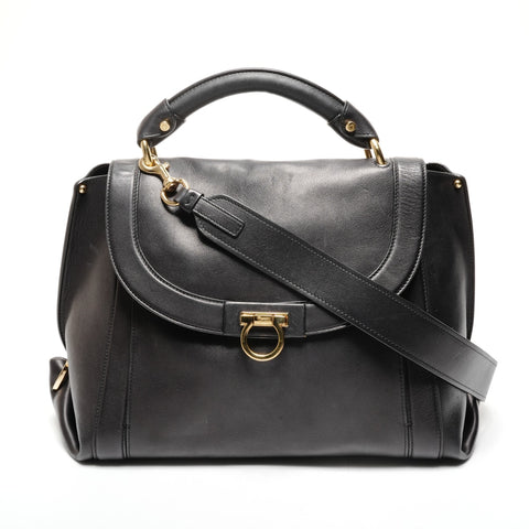 Salvatore Ferragamo Gancini leather Handbag black WS25551