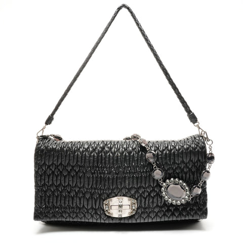Miu Miu Matelass Nappa Crystal Shoulder Bag black WS25552