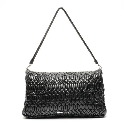 Miu Miu Matelass Nappa Crystal Shoulder Bag black WS25552