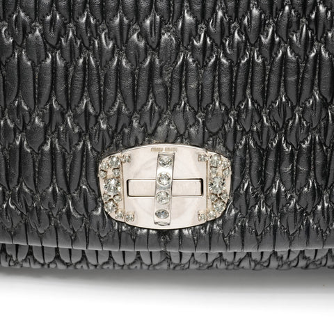 Miu Miu Matelass Nappa Crystal Shoulder Bag black WS25552