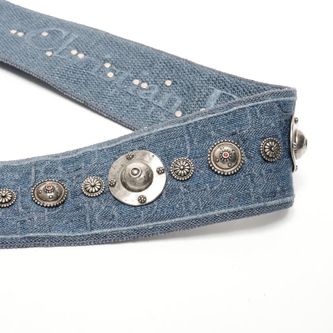 Christian Dior Jacquard canvas saddlebag Shoulder Bag Navy WS25554