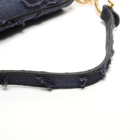 Christian Dior Jacquard canvas saddlebag Shoulder Bag Navy WS25554