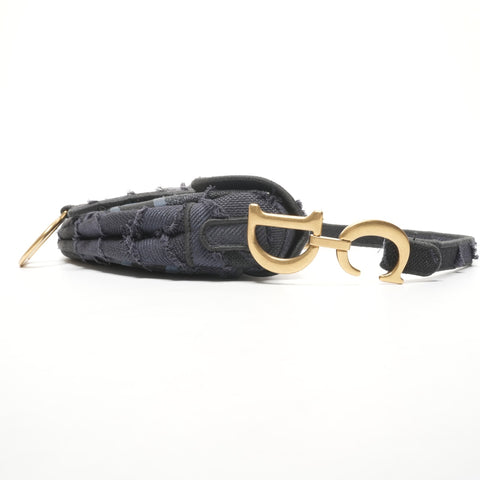 Christian Dior Jacquard canvas saddlebag Shoulder Bag Navy WS25554