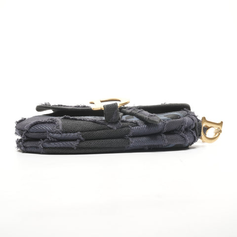 Christian Dior Jacquard-Canvas-Satteltasche Umhängetasche Marineblau WS25554