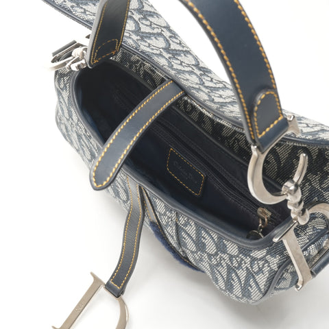 Christian Dior Trotter Canvas Saddlebag Shoulder Bag Navy WS25555