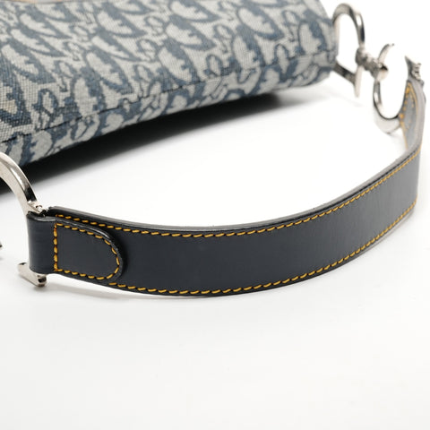 Christian Dior Trotter Canvas Saddlebag Shoulder Bag Navy WS25555