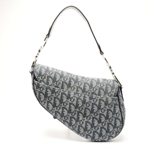 Christian Dior Trotter Canvas Saddlebag Shoulder Bag Navy WS25555
