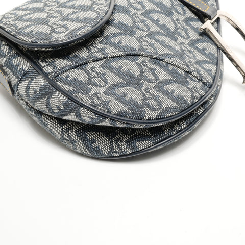 Christian Dior Trotter Canvas Saddlebag Shoulder Bag Navy WS25555