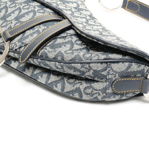 Christian Dior Trotter Canvas Saddlebag Shoulder Bag Navy WS25555