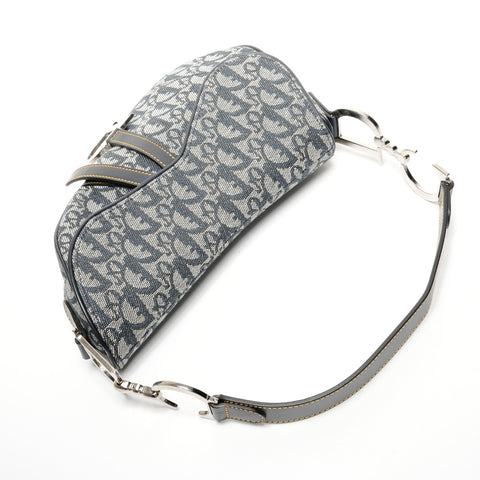 Christian Dior Trotter Canvas Saddlebag Shoulder Bag Navy WS25555