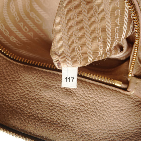 PRADA Vitello Dyno Zip Convertible 2-Way Shoulder Handbag beige WS25556