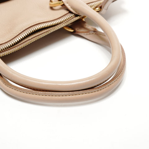 PRADA Vitello Dyno Zip Convertible 2-Way Shoulder Handbag beige WS25556