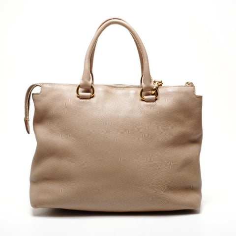 PRADA Vitello Dyno Zip Convertible 2-Way Shoulder Handbag beige WS25556