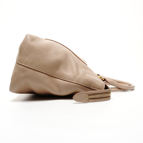 PRADA Vitello Dyno Zip Convertible 2-Way Shoulder Handbag beige WS25556