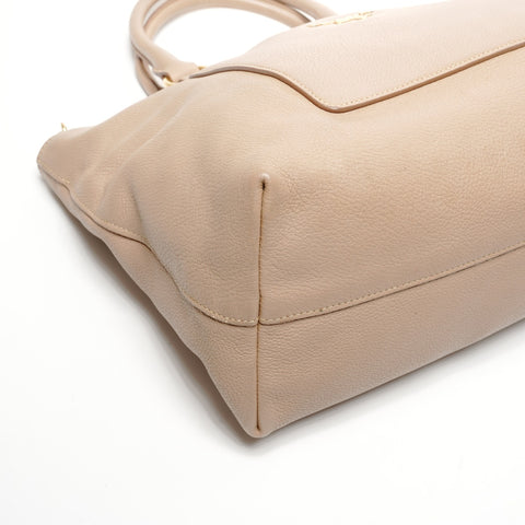 PRADA Vitello Dyno Zip Convertible 2-Way Shoulder Handbag beige WS25556