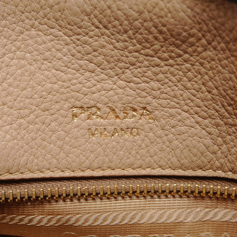 PRADA Vitello Dyno Zip Convertible 2-Way Shoulder Handbag beige WS25556