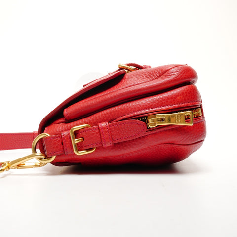 PRADA Vitello Dino Leather Shoulder Bag Shoulder Bag Red WS25557
