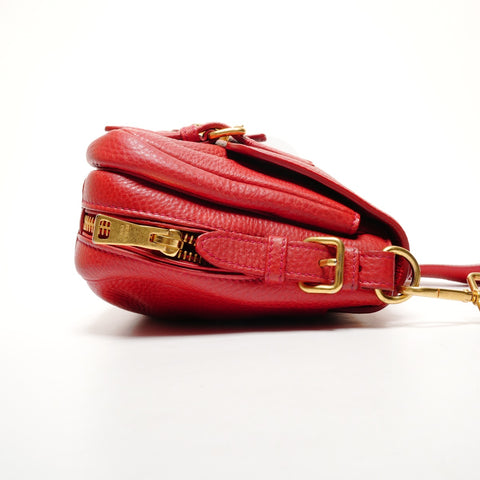 PRADA Vitello Dino Leather Shoulder Bag Shoulder Bag Red WS25557