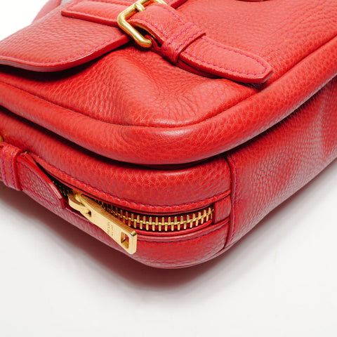 PRADA Vitello Dino Leder Umhängetasche Umhängetasche Rot WS25557