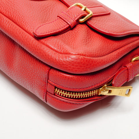 PRADA Vitello Dino Leather Shoulder Bag Shoulder Bag Red WS25557