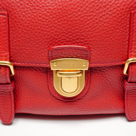 PRADA Vitello Dino Leather Shoulder Bag Shoulder Bag Red WS25557