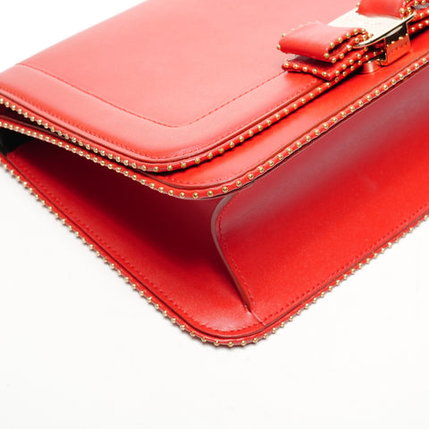 Salvatore Ferragamo Vara Ribbon Stud Shoulder Bag Shoulder Bag Red WS25560