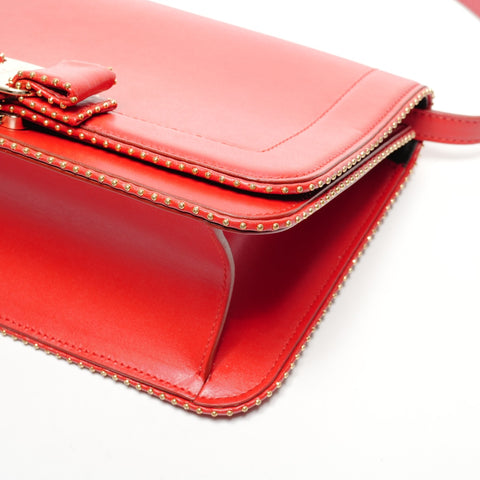 Salvatore Ferragamo Vara Ribbon Stud Shoulder Bag Shoulder Bag Red WS25560