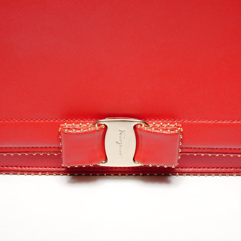 Salvatore Ferragamo Vara Ribbon Stud Shoulder Bag Shoulder Bag Red WS25560