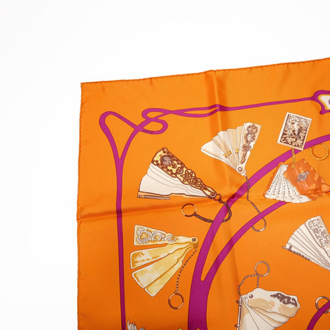 HERMES CARNETS DE BAL Ball Notebook Silk Scarf scarf Orange WS25574