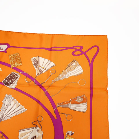 HERMES CARNETS DE BAL Ball Notebook Silk Scarf scarf Orange WS25574