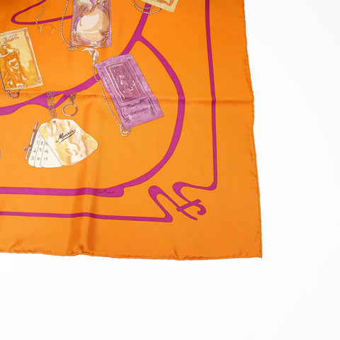 HERMES CARNETS DE BAL Ball Notebook Silk Scarf scarf Orange WS25574