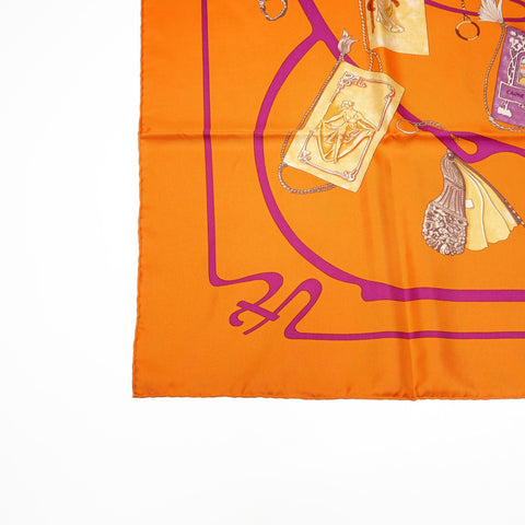 HERMES CARNETS DE BAL Ball Notebook Silk Scarf scarf Orange WS25574