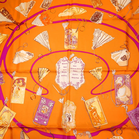 HERMES CARNETS DE BAL Ball Notebook Silk Scarf scarf Orange WS25574