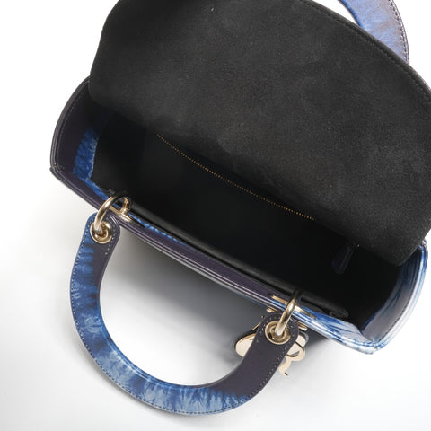 Christian Dior Lady Dior Medium Jacquard Shoulder 2-Way Tie-Dye Handbag blue WS25580