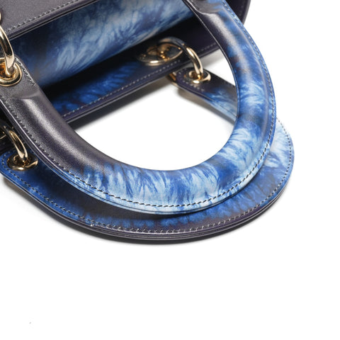Christian Dior Lady Dior Medium Jacquard Shoulder 2-Way Tie-Dye Handbag blue WS25580