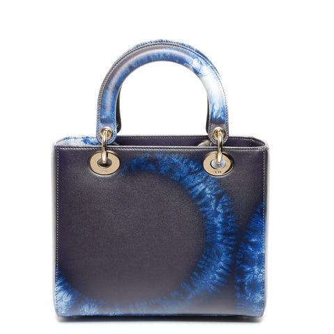Christian Dior Lady Dior mittelgroße Jacquard-Schulter-2-Wege-Tie-Dye-Handtasche blau WS25580