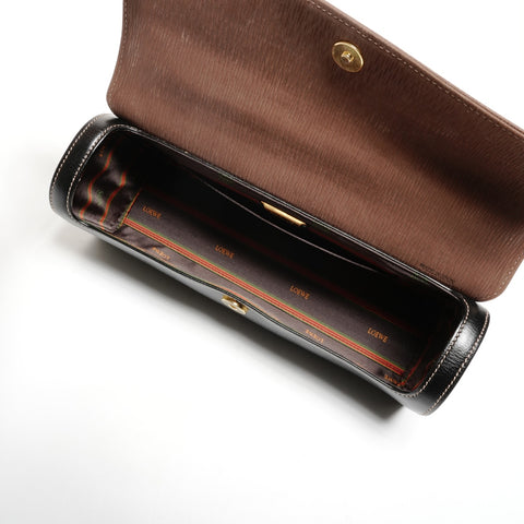 LOEWE Velazquez Twist Leather Boston Bag Handbag black WS25582