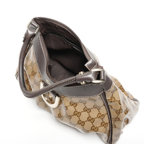 GUCCI GG Supreme One Belt Abby Hobo Shoulder Bag Brown WS25583