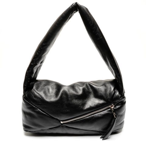 LOEWE Puffer Puzzle Hobo Leather Padded Shoulder Bag black WS25585