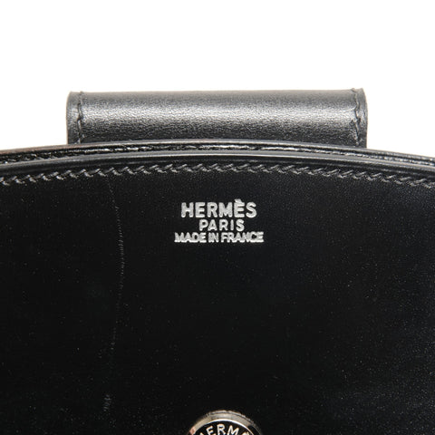 HERMES � C stamped 1999 Linn watch with clock Shoulder Bag black WS25586