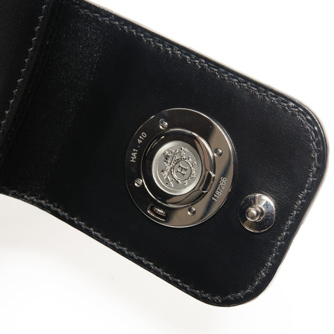 HERMES � C stamped 1999 Linn watch with clock Shoulder Bag black WS25586