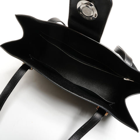 HERMES � C stamped 1999 Linn watch with clock Shoulder Bag black WS25586