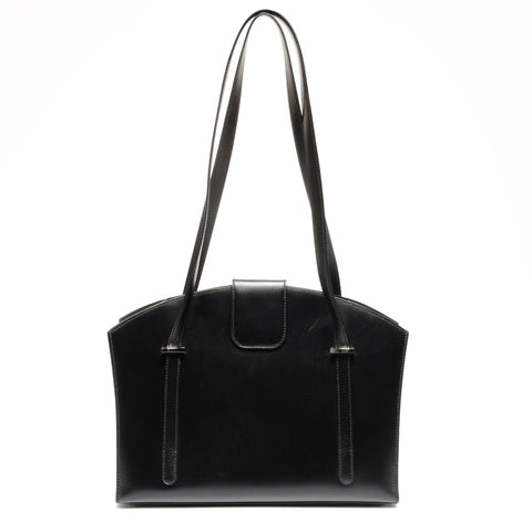 HERMES � C stamped 1999 Linn watch with clock Shoulder Bag black WS25586