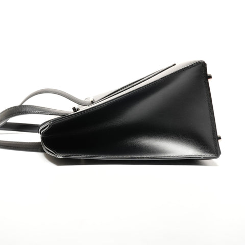 HERMES � C stamped 1999 Linn watch with clock Shoulder Bag black WS25586