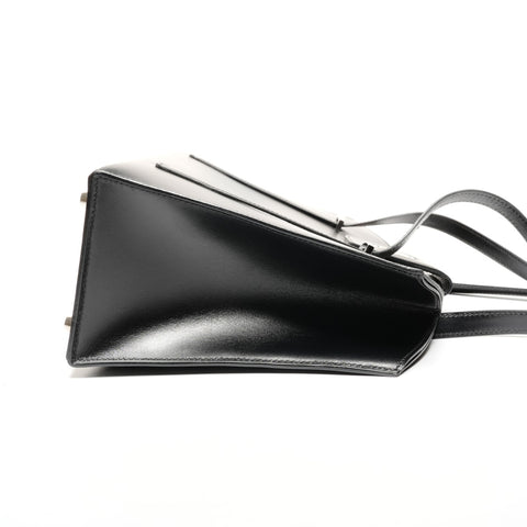 HERMES � C stamped 1999 Linn watch with clock Shoulder Bag black WS25586